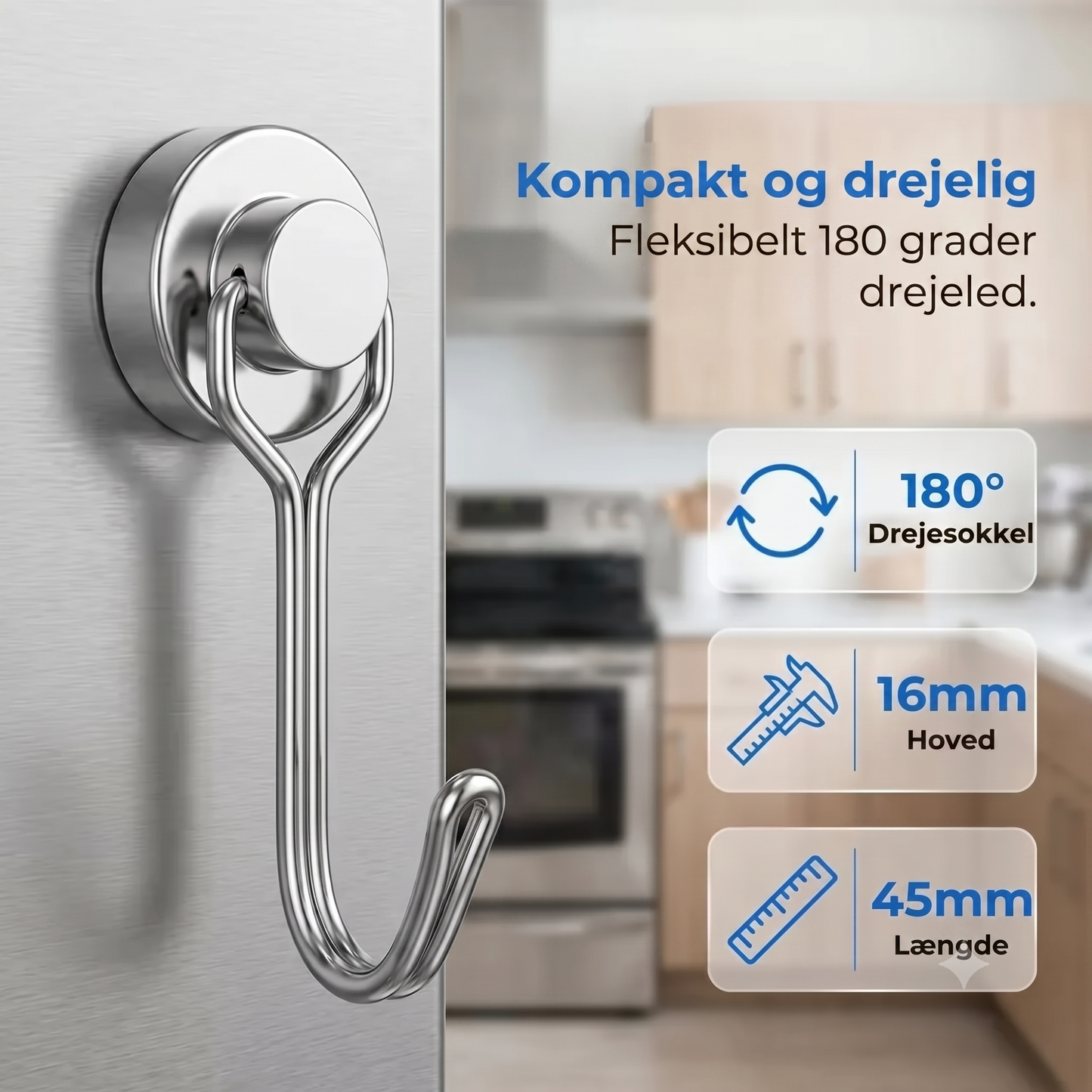 Sæt med 2 magnetiske drejekroge