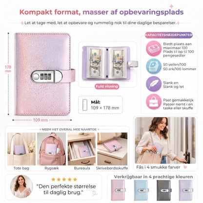 Opsparingsmappe med kodelås