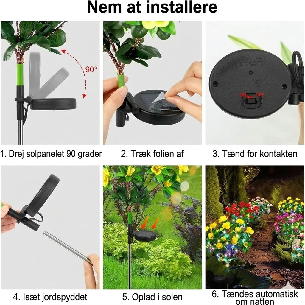 Kunstig azalea-blomst solcellelampe med jordspyd