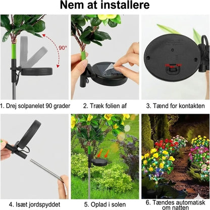 Kunstig azalea-blomst solcellelampe med jordspyd