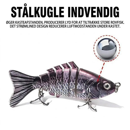 Multi-segmenteret bionisk svømmende fiskeagn