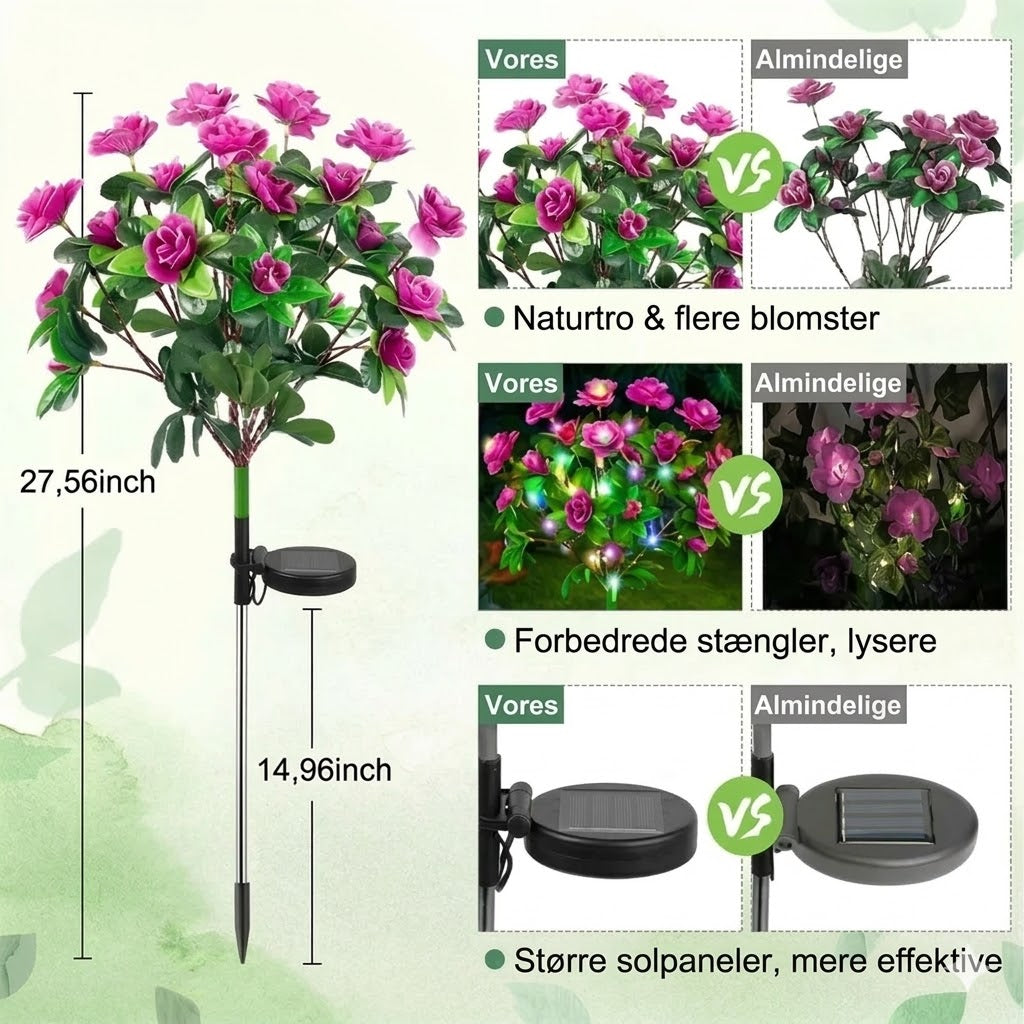 Kunstig azalea-blomst solcellelampe med jordspyd