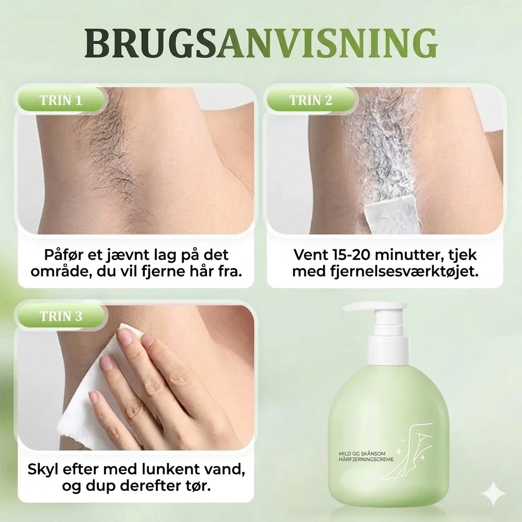 Mild og ikke-irriterende hårfjerningscreme (230g + skraber)
