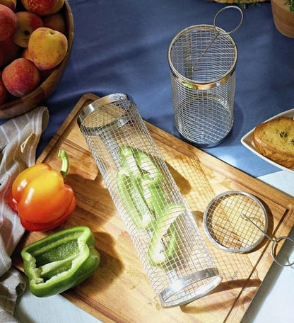 Risteformet grillkurv i rustfrit stål