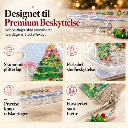 Glitrende telefoncover med juletræ