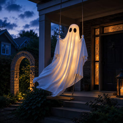 Hængende spøgelsesgynge med LED-belysning til Halloween