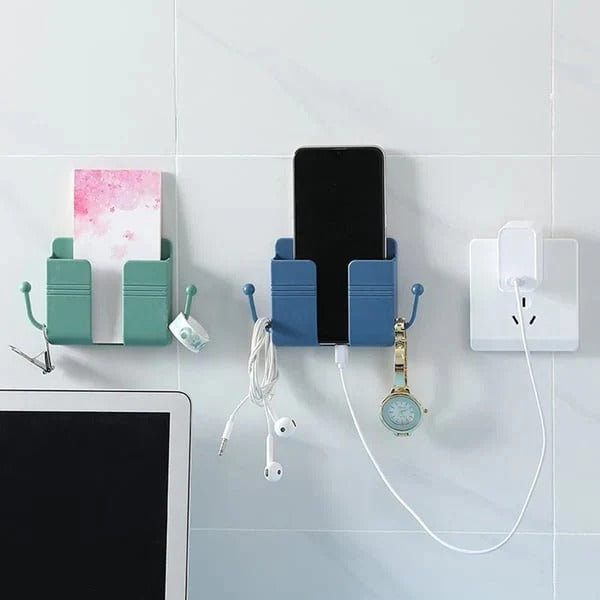 Vægholder til fjernbetjening og mobiltelefonstik