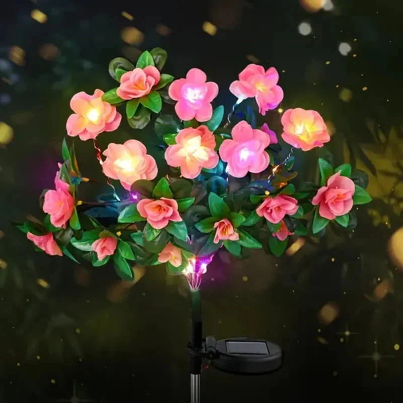 Kunstig azalea-blomst solcellelampe med jordspyd