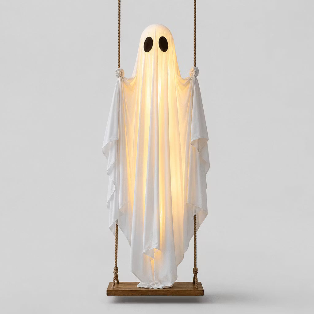Hængende spøgelsesgynge med LED-belysning til Halloween