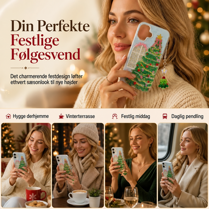 Glitrende telefoncover med juletræ