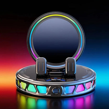 Mobilholder til bil med trådløs opladning, 360 graders rotation og RGB-belysning