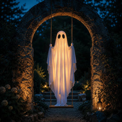 Hængende spøgelsesgynge med LED-belysning til Halloween