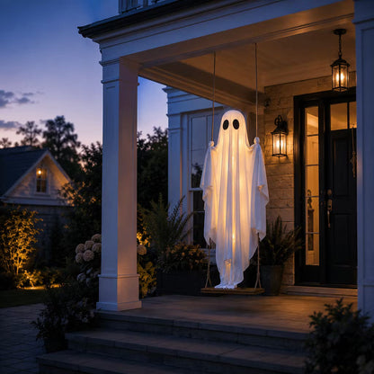 Hængende spøgelsesgynge med LED-belysning til Halloween