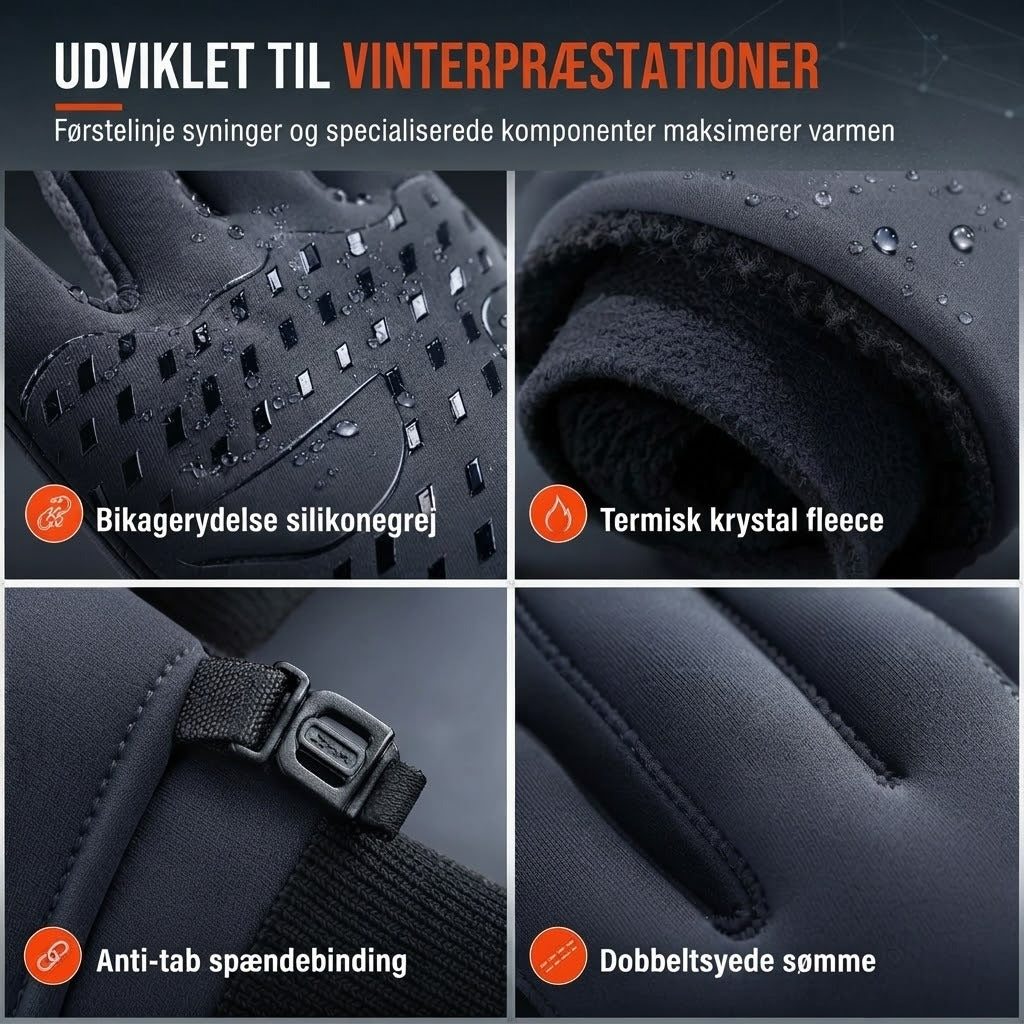 Varme termohandsker med touchskærm og skridsikkert greb