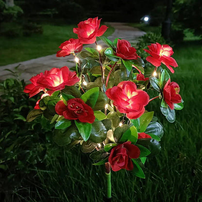Kunstig azalea-blomst solcellelampe med jordspyd