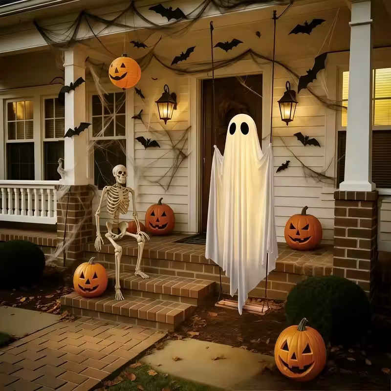 Hængende spøgelsesgynge med LED-belysning til Halloween