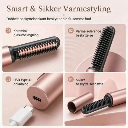 Trådløs opvarmet volumenkam til pandehår og hårrødder
