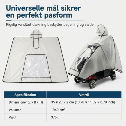 Ekstra stor vandtæt PVC-regnponcho til elscootere