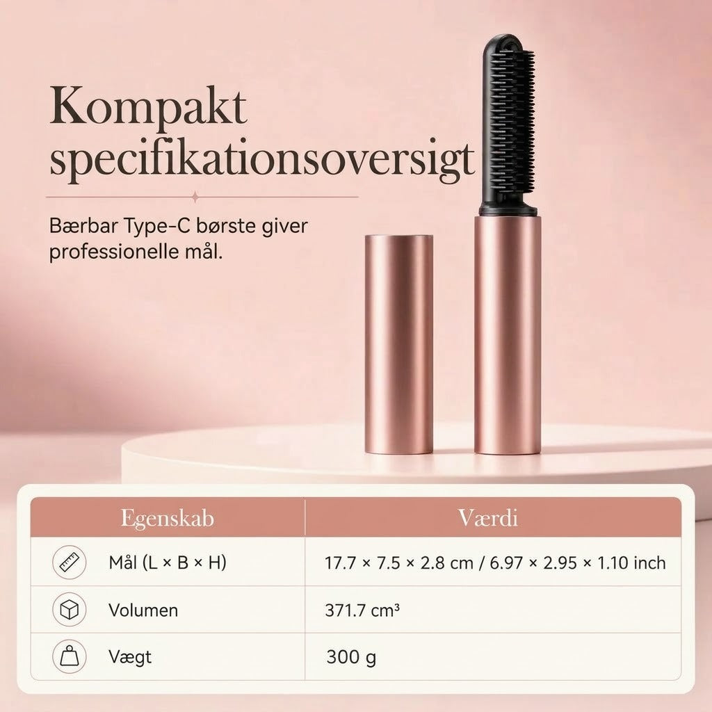 Trådløs opvarmet volumenkam til pandehår og hårrødder