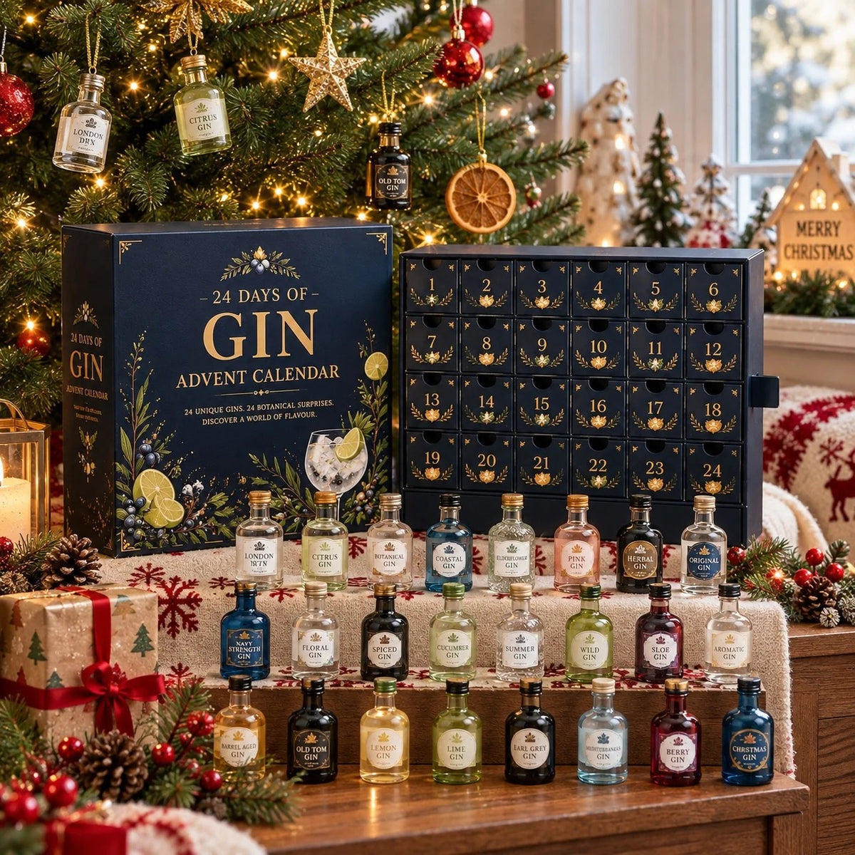 Gin julekalender 2026 med 24 miniaturer