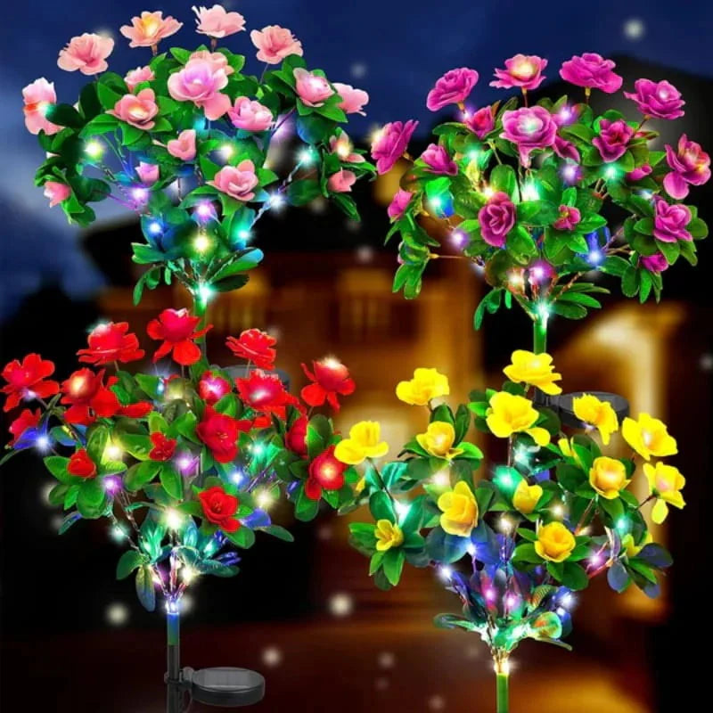 Kunstig azalea-blomst solcellelampe med jordspyd