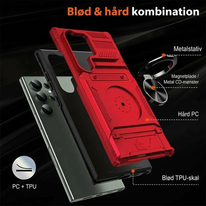 Samsung cover med kortholder og magnetisk ringholder