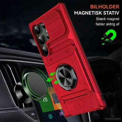 Samsung cover med kortholder og magnetisk ringholder