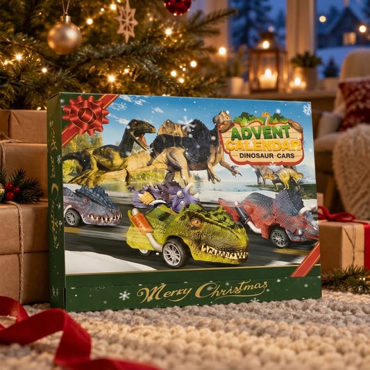 Dinosaur-racerbil adventskalender til børn