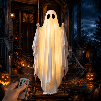 Hængende spøgelsesgynge med LED-belysning til Halloween