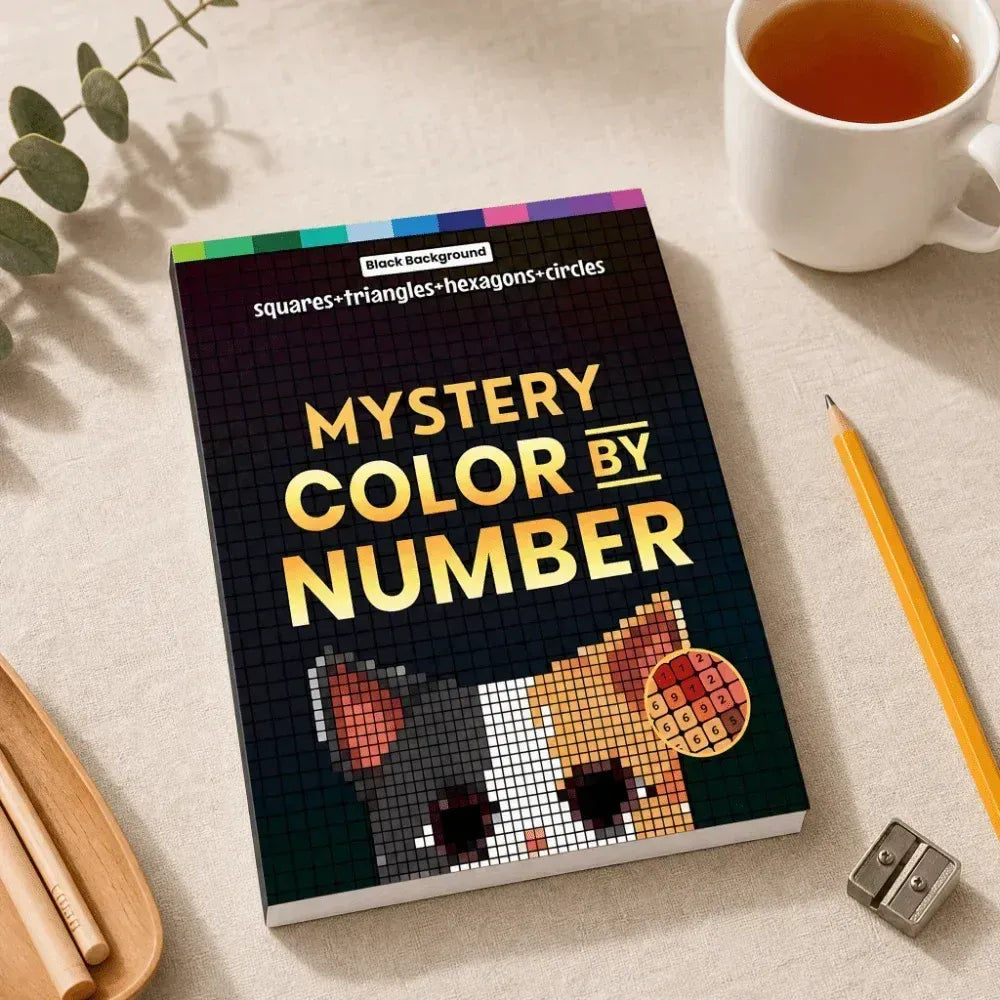 Mystery Mosaics malebog med farver efter nummer