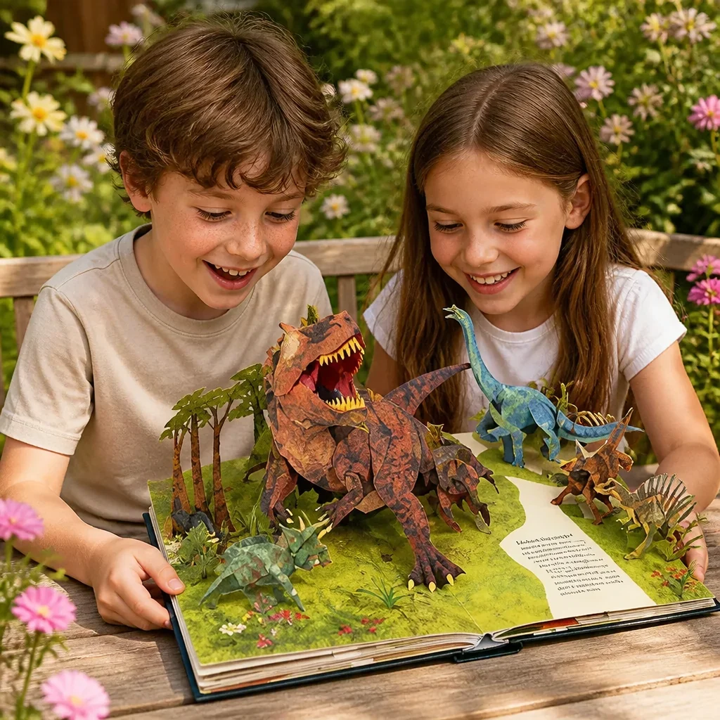 Interaktiv 3D pop up dinosaurbog