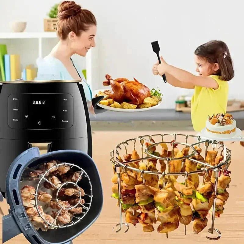 Rund ovngrill i rustfrit stål med spid