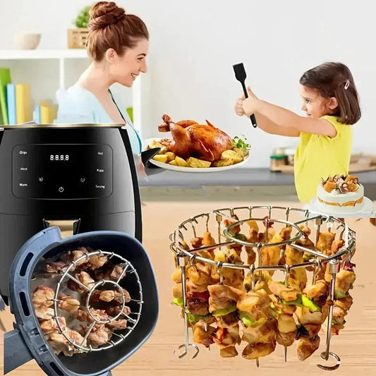 Rund ovngrill i rustfrit stål med spid