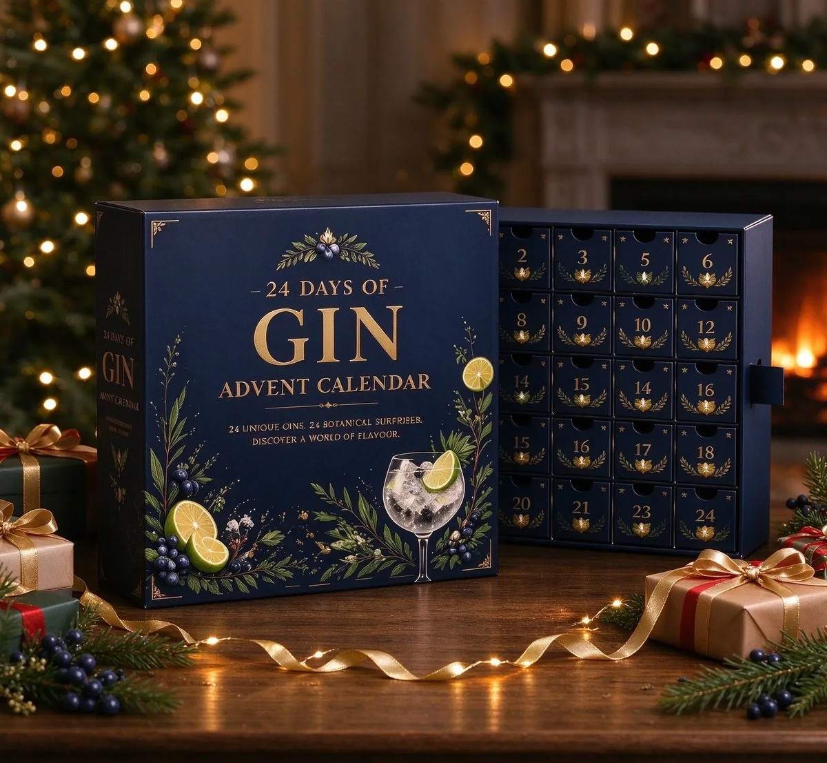 Gin julekalender 2026 med 24 miniaturer