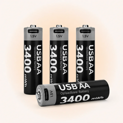 Genopladelige AA-litiumbatterier 1,5 V USB-C sæt med 2 stk.
