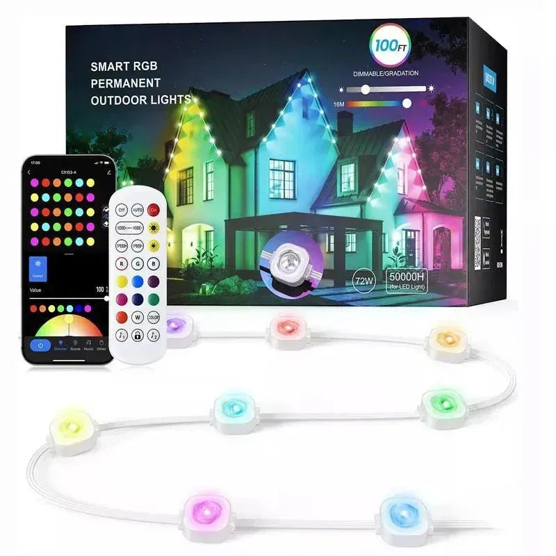 Smart RGB-lyskæde til udendørs brug med appstyring