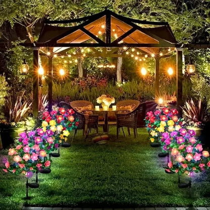 Kunstig azalea-blomst solcellelampe med jordspyd