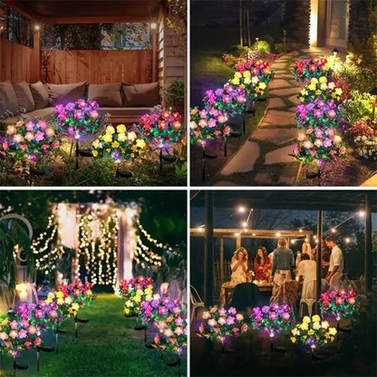 Kunstig azalea-blomst solcellelampe med jordspyd
