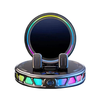 Mobilholder til bil med trådløs opladning, 360 graders rotation og RGB-belysning