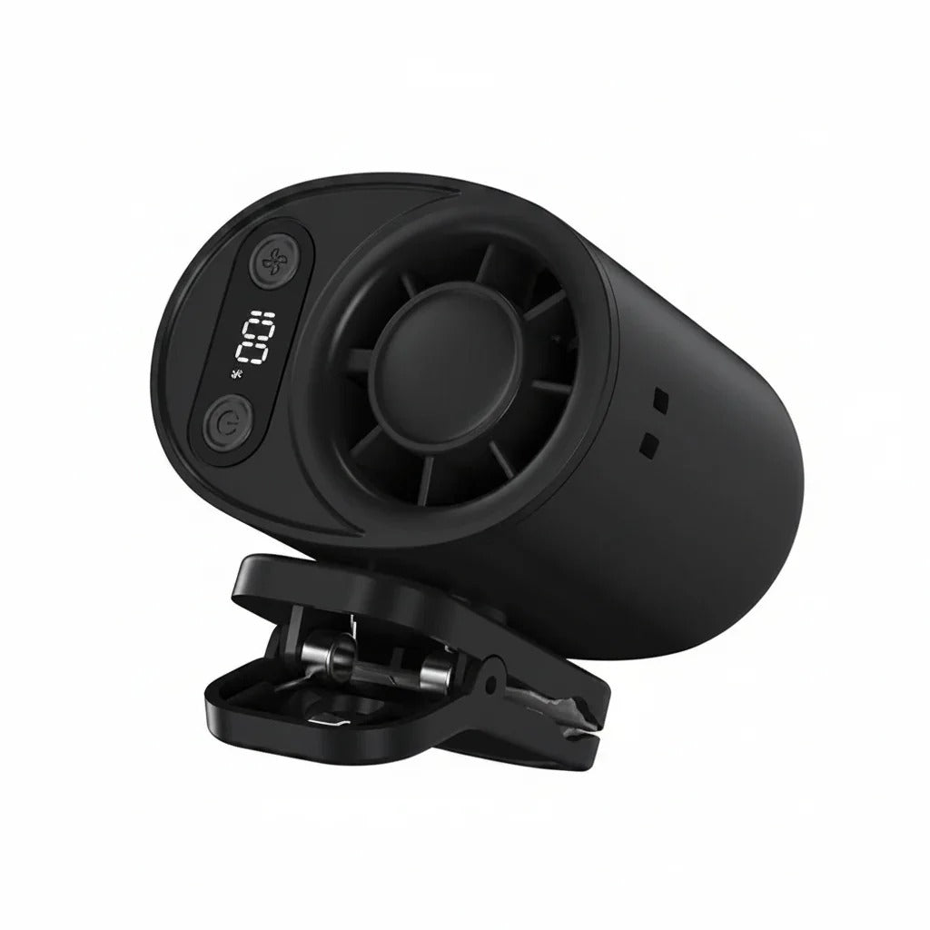 Genopladelig bilventilator med clips