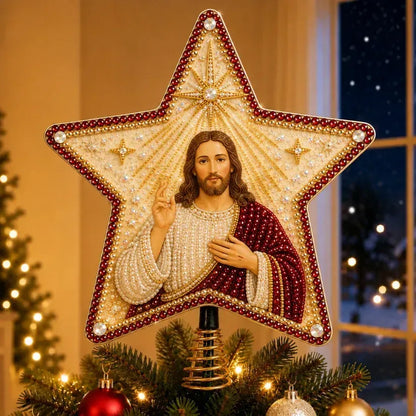 Religiøst DIY-juletræstjernekit med perler og diamanter