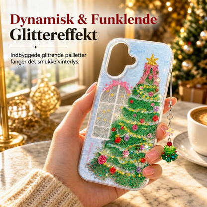 Glitrende telefoncover med juletræ