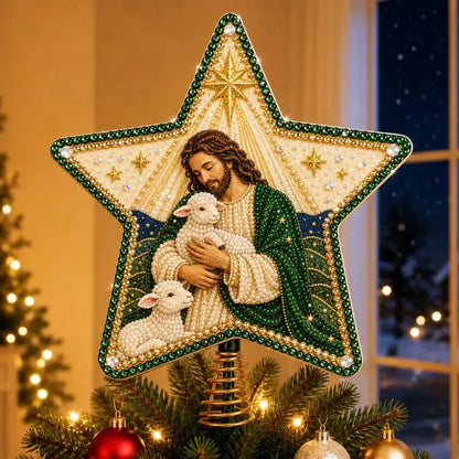 Religiøst DIY-juletræstjernekit med perler og diamanter