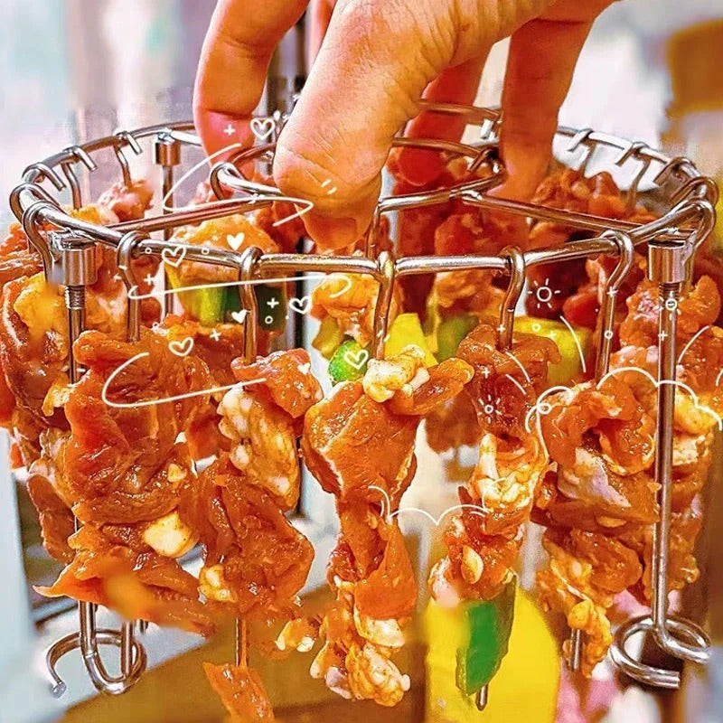 Rund ovngrill i rustfrit stål med spid