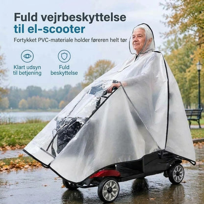 Ekstra stor vandtæt PVC-regnponcho til elscootere