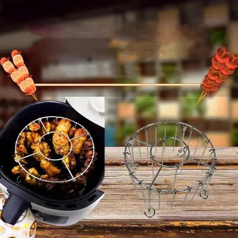 Rund ovngrill i rustfrit stål med spid