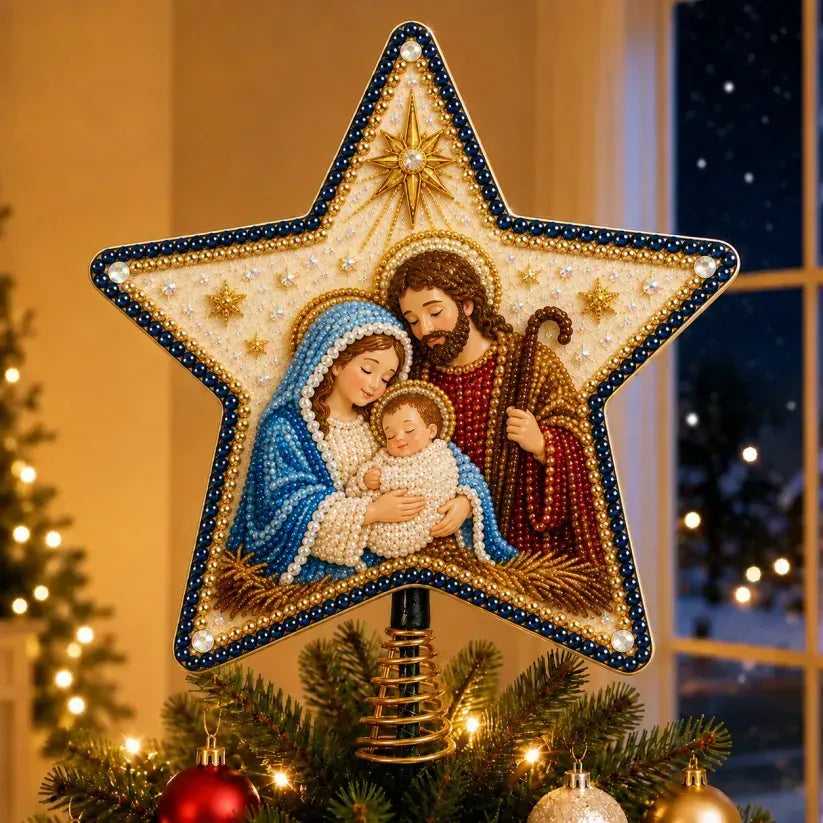 Religiøst DIY-juletræstjernekit med perler og diamanter