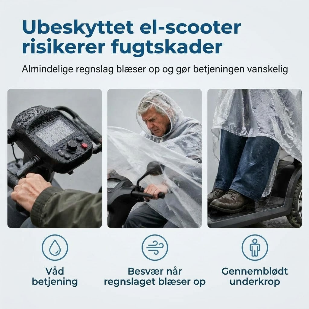 Ekstra stor vandtæt PVC-regnponcho til elscootere