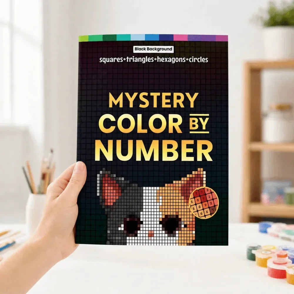 Mystery Mosaics malebog med farver efter nummer