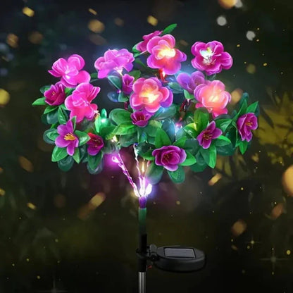 Kunstig azalea-blomst solcellelampe med jordspyd